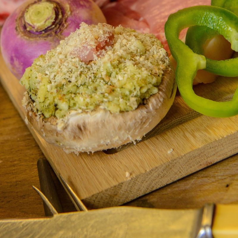 GARLIC AND MOZZARELLA STUFFED MUSHROOMS X 2